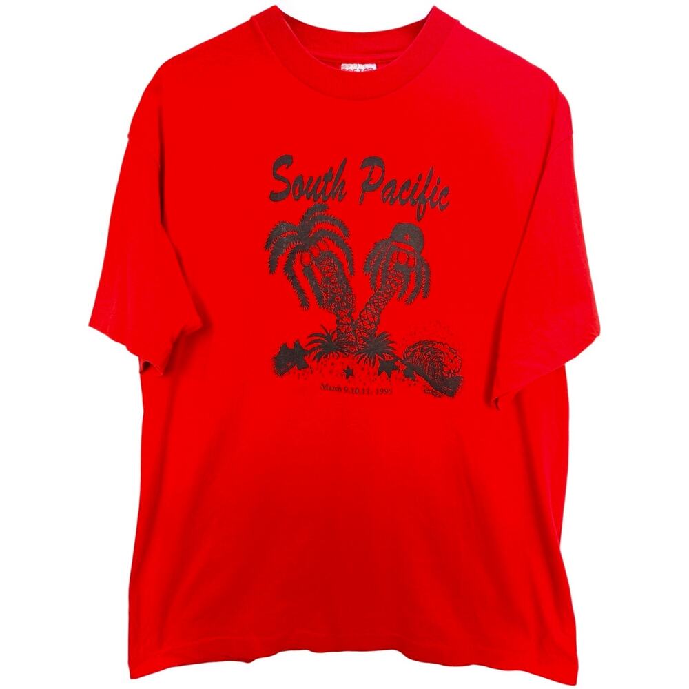 Vintage 1995 South Pacific T Shirt Mens XL Red Tee Jays USA Made Graphic Tee